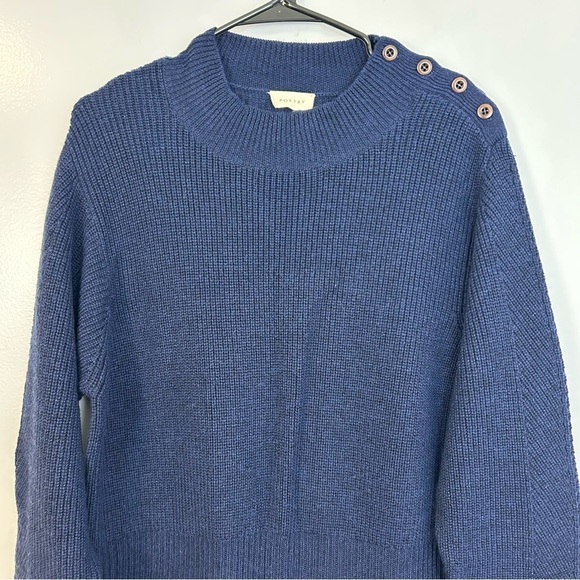 NWT Poetry Blue Turtle Neck Wool/Cotton Sweater Long Sleeve Dress Size 12 - Picture 4 of 16